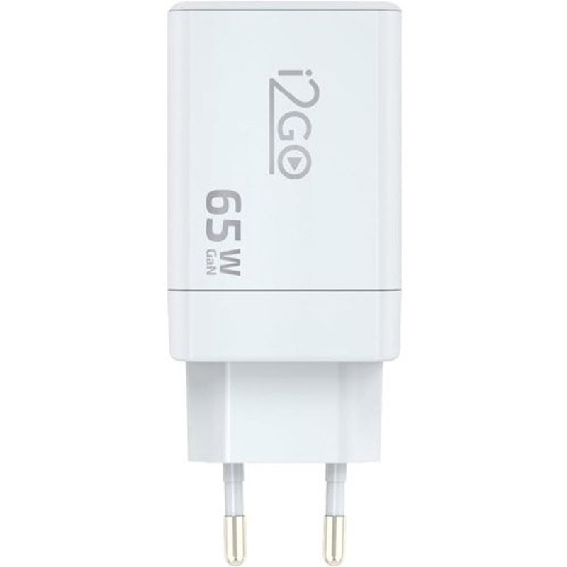 carregador de parede ultra rápido i2go saídas: usb-c 65w + 1 saída usb-c 20w + 1 saída usb-a 18w
