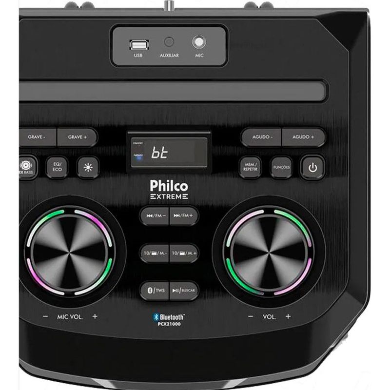 caixa de som amplificada philco pcx21000 exbass 2100w preto