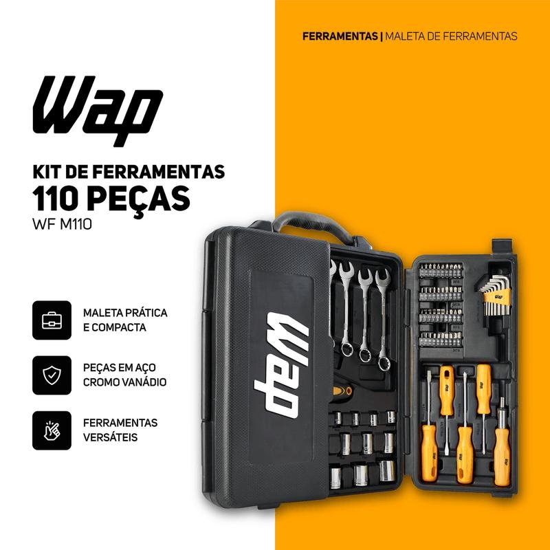 kit de ferramentas wap 110 peças wf m110 (mp)