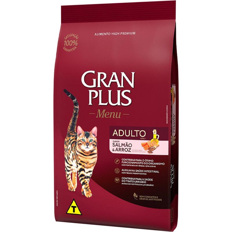 ração gatos adultos gran plus menu salmão e arroz 1kg (mp)