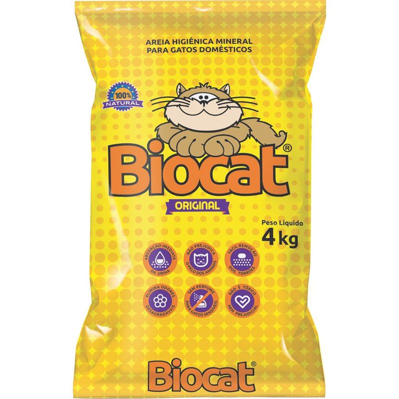 areia higiênica para gatos biocat original 4kg (mp)
