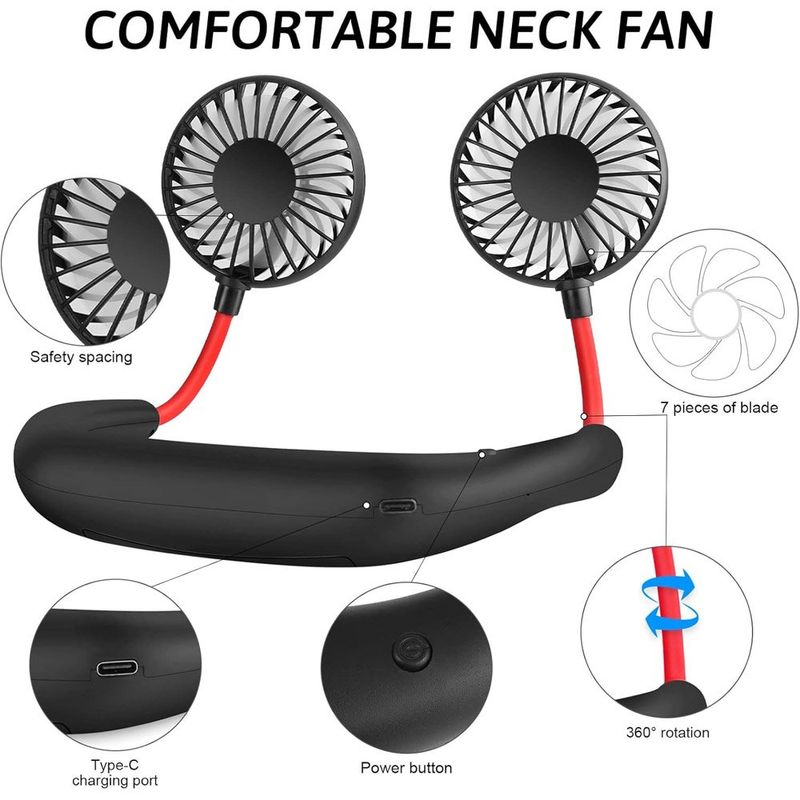 ventilador de pescoço haomaomao 2500 com 3 velocidades usb preto a-mbi