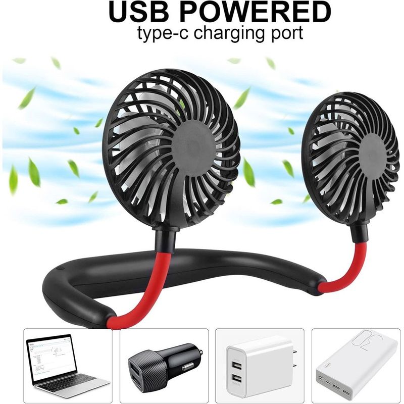 ventilador de pescoço haomaomao 2500 com 3 velocidades usb preto a-mbi