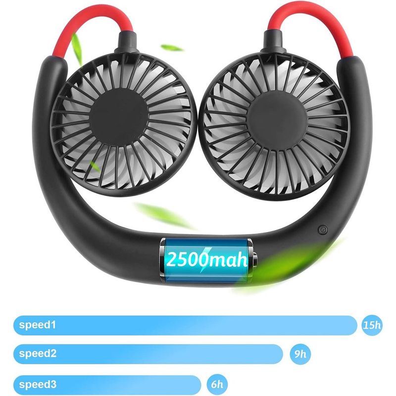 ventilador de pescoço haomaomao 2500 com 3 velocidades usb preto a-mbi