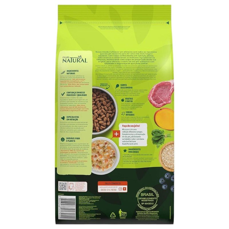 ração para cães adultos guabi natural médio cordeiro e aveia 12kg (mp)
