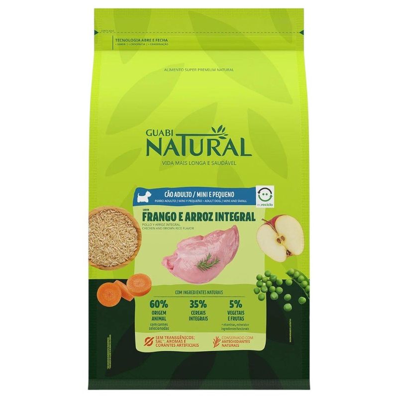 ração para cães adultos guabi natural mini pequeno frango e arroz integral 2,5kg (mp)
