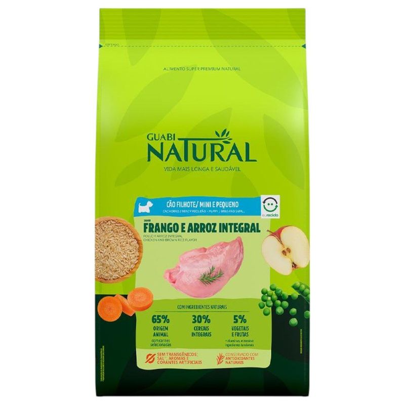 ração para cães filhotes guabi natural mini pequeno frango 1kg (mp)