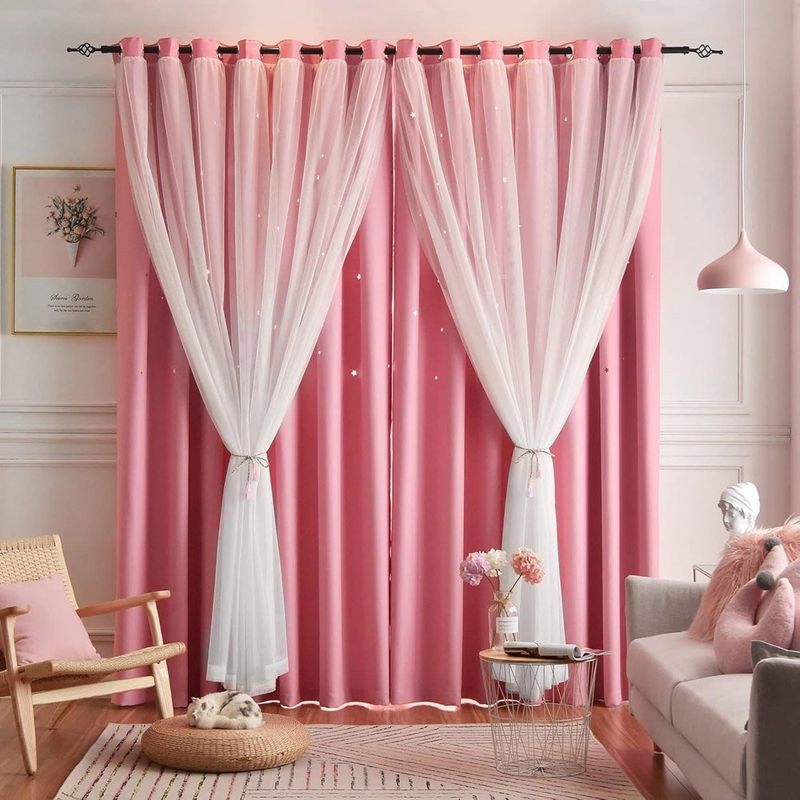 cortina loyala 2 peças 132cmx153cm rosa a-bi