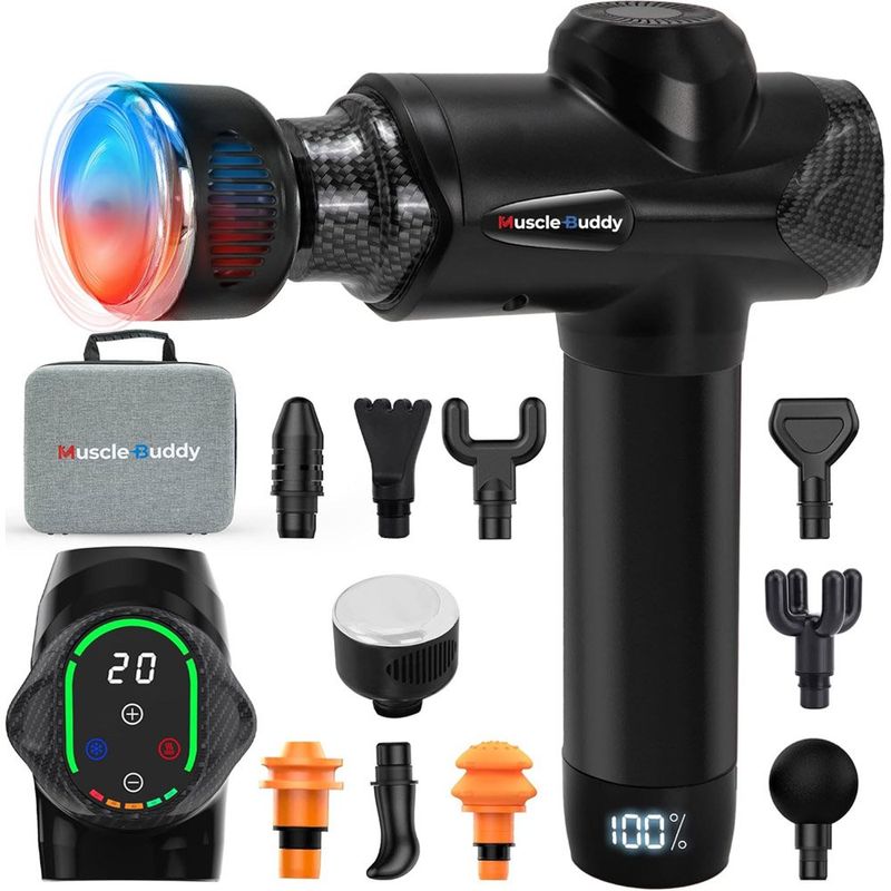 pistola massagem portatil 20 niveis musclebuddy preto a-mbi