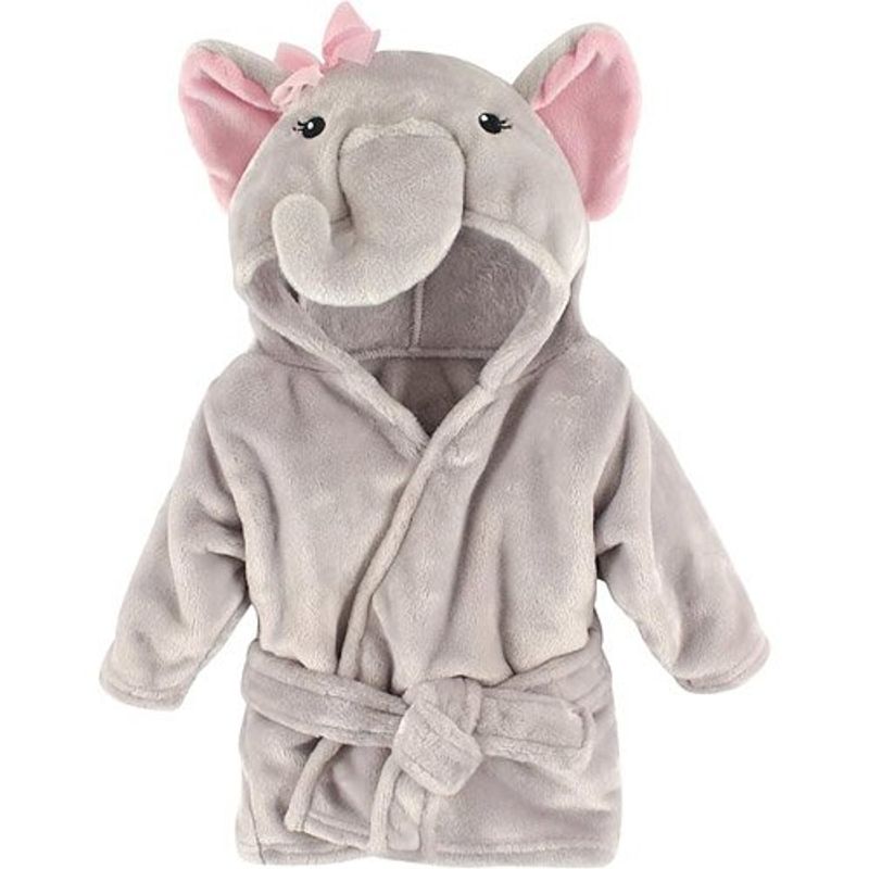 roupão baby elefante 0-9 meses hudson cinza a-mbi