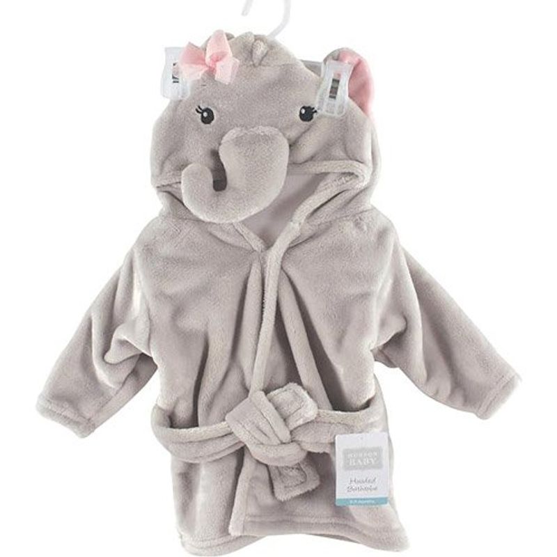 roupão baby elefante 0-9 meses hudson cinza a-mbi