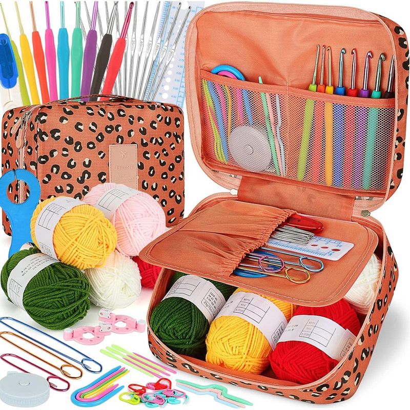 kit crochê coopay 58 peças portátil laranja a-mbi