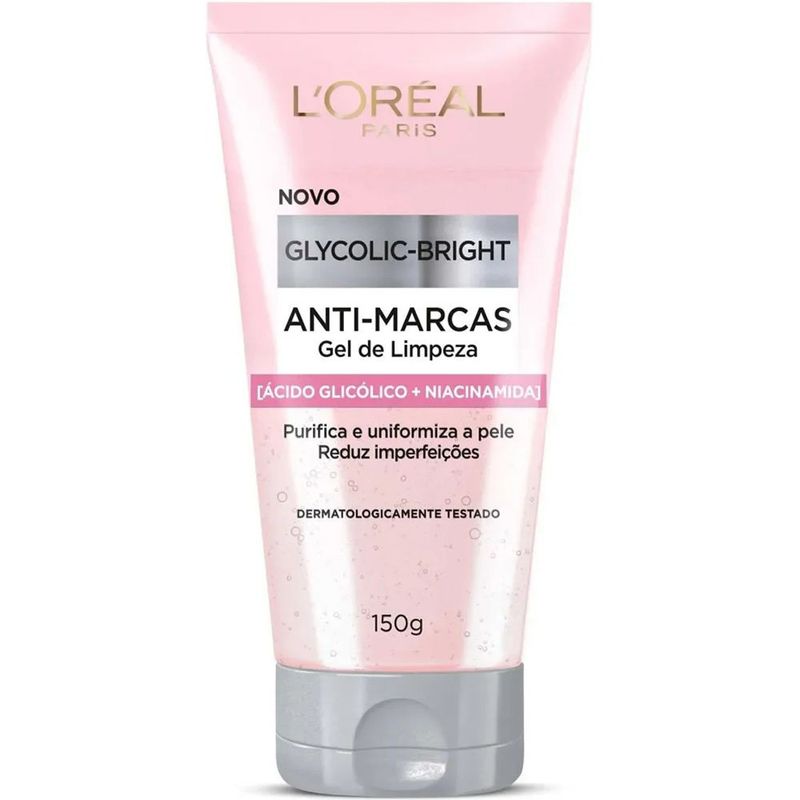 gel de limpeza facial anti-marcas glycolic bright 150g l'oréal
