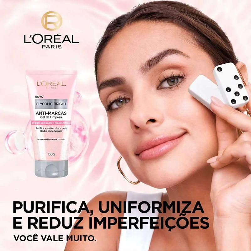 gel de limpeza facial anti-marcas glycolic bright 150g l'oréal