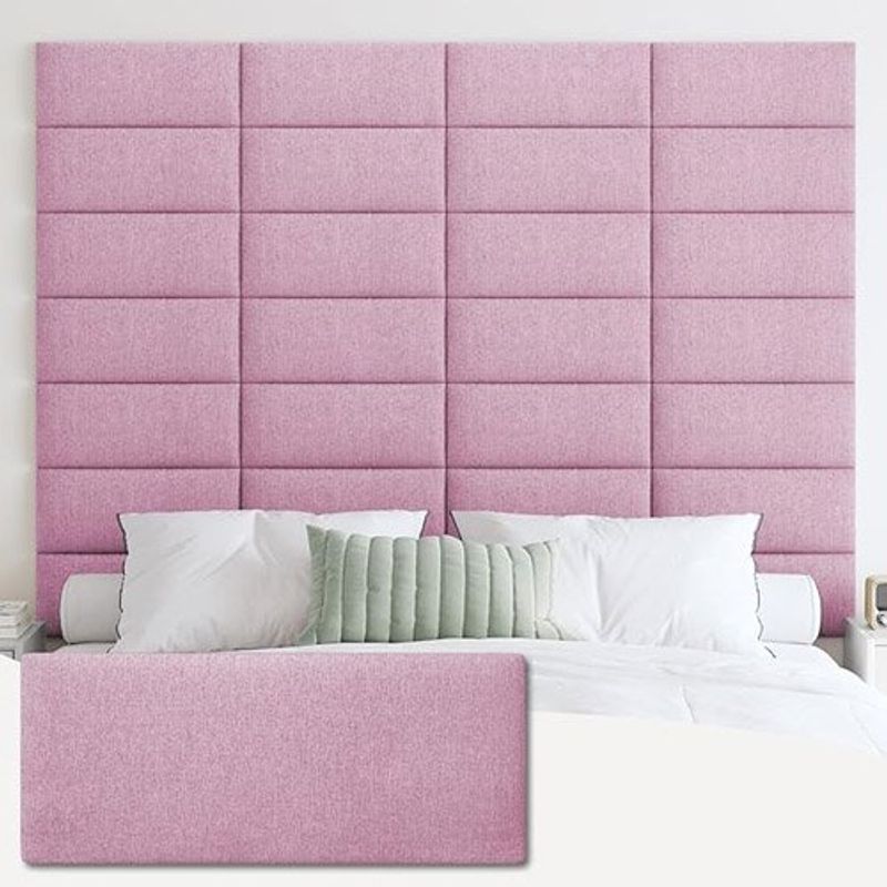 cabeceira estofada ifnow 25x61cm com 9 painéis rosa a-mbi