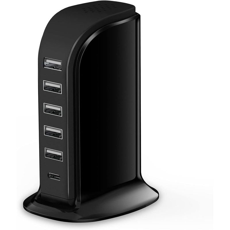 carregador usb upoy 6 em 1 40w preto a-mbi