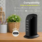 carregador usb upoy 6 em 1 40w preto a-mbi