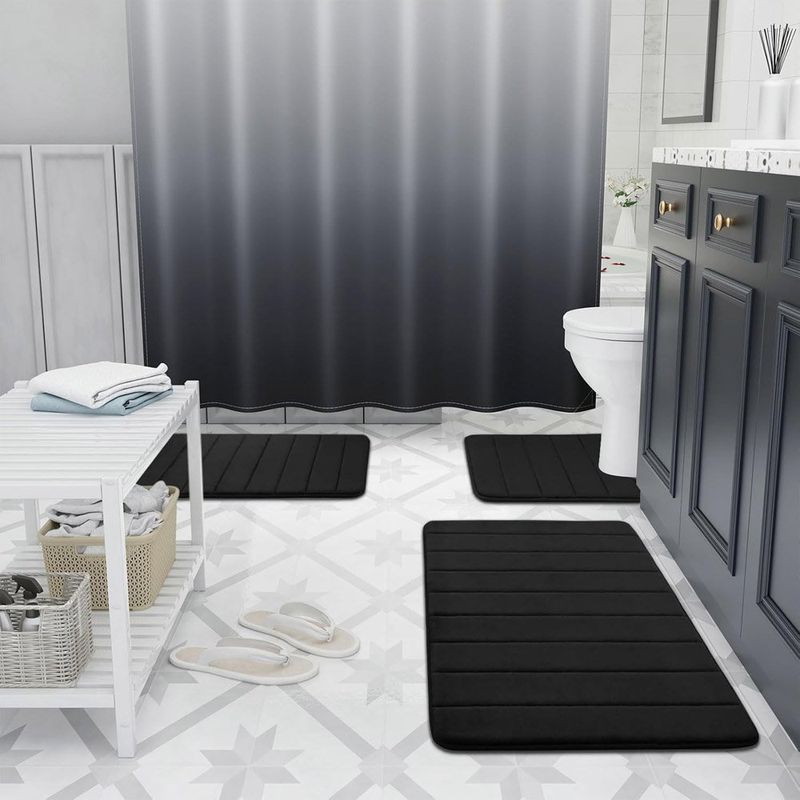 tapete de banheiro buganda 61x40cm preto a-mbi