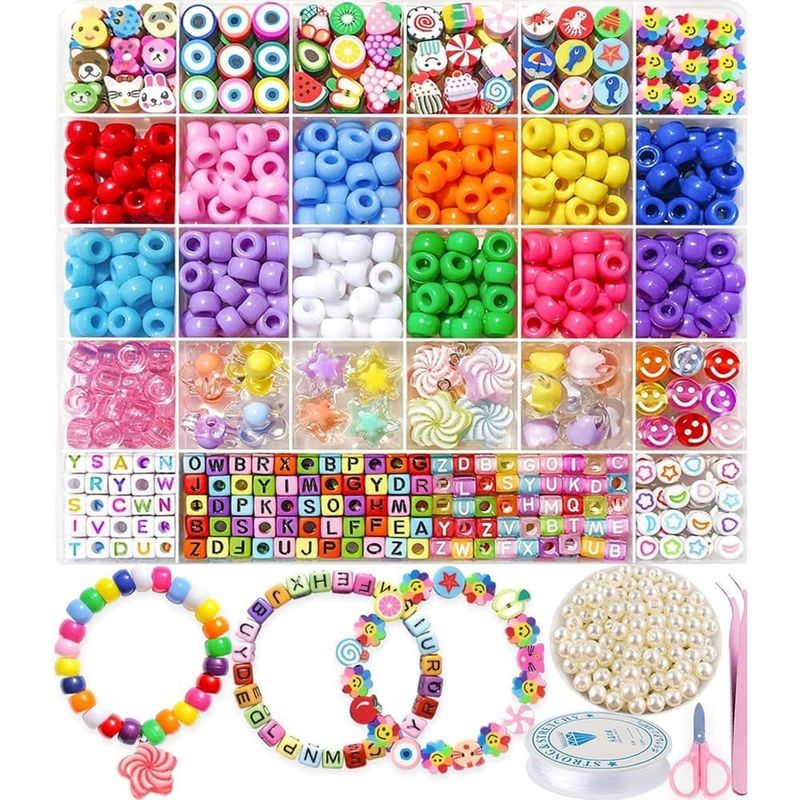 kit pulseiras artesanais infantis montosun colorido a-bi