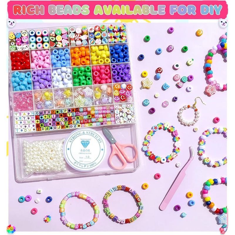 kit pulseiras artesanais infantis montosun colorido a-bi