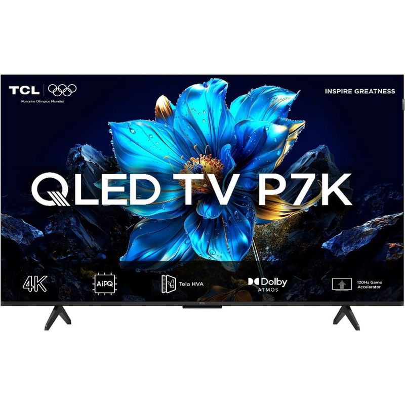 smart tv 4k 55" tcl qled uhd com google tv preta 55p7k