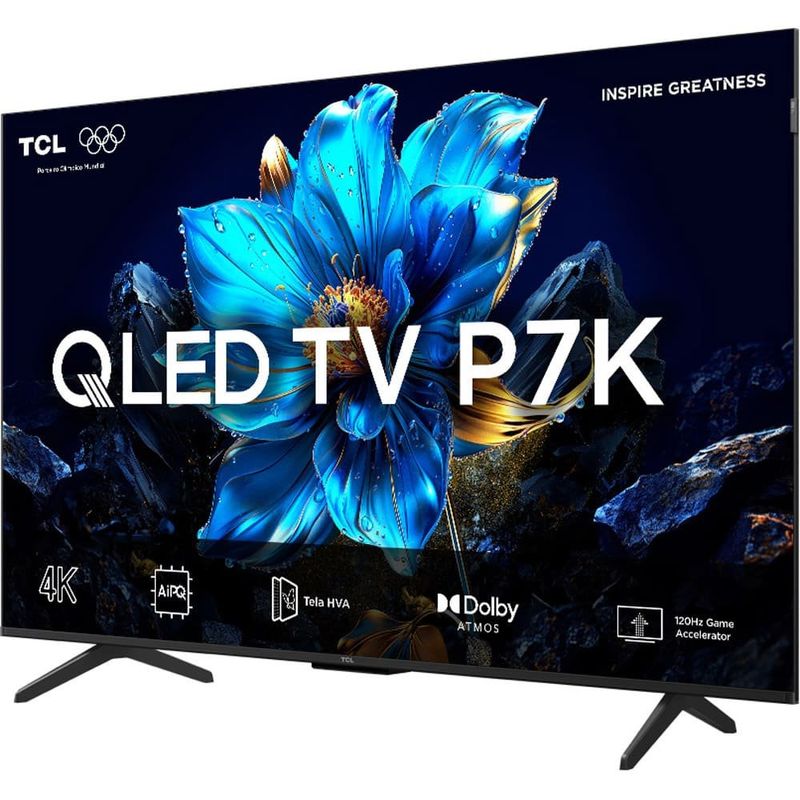 smart tv 4k 55" tcl qled uhd com google tv preta 55p7k