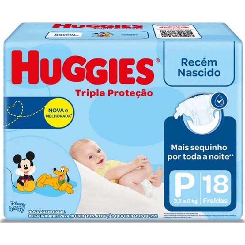 fralda infantil tripla proteção jumbinho tamanho p 18 unidades huggies