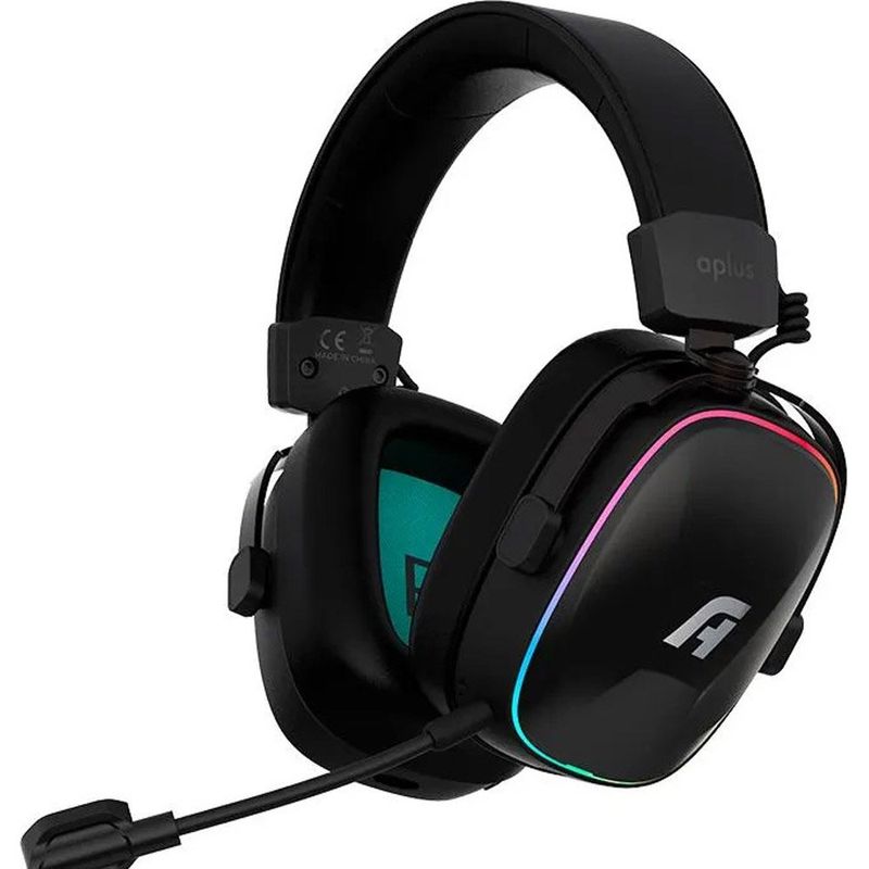 headset gamer plus atis pro sem fio multiplataforma rgb preto