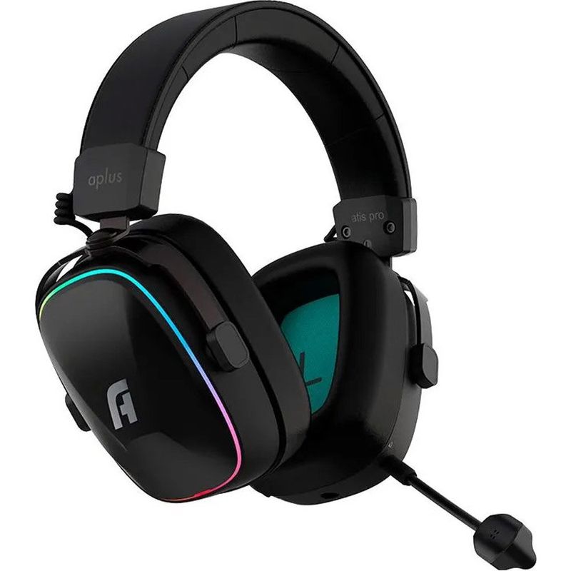 headset gamer plus atis pro sem fio multiplataforma rgb preto