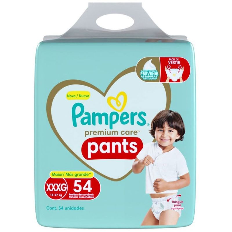 fralda infantil roupinha premium care pants tamanho xxxg 54 unidades pampers