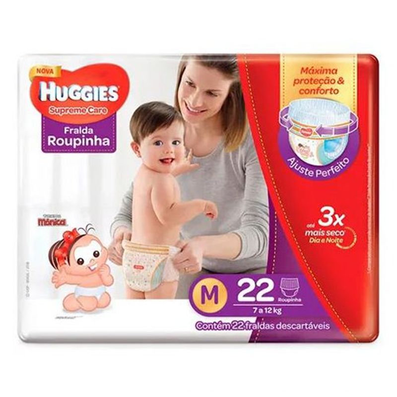 fralda huggies supreme roupinha jumbo tamanho m 22 unidades