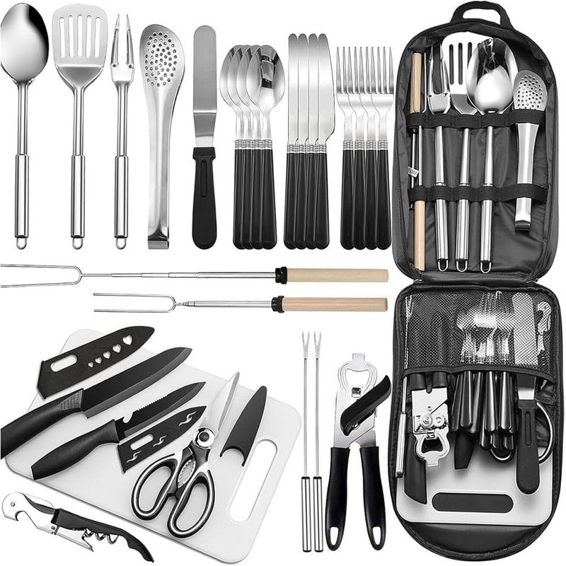 conjunto de utensílios para cozinha 27 peças freehiker preto a-mbi