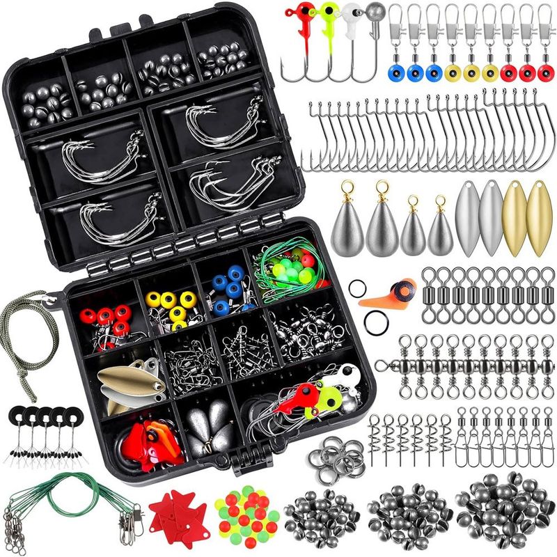 kit de acessórios topfort com 183 peças de pesca preto a-mbi