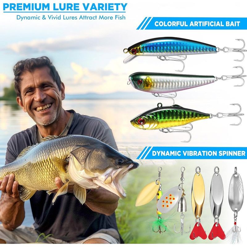 kit iscas para pesca plusinno com 137 peças colorido a-bi