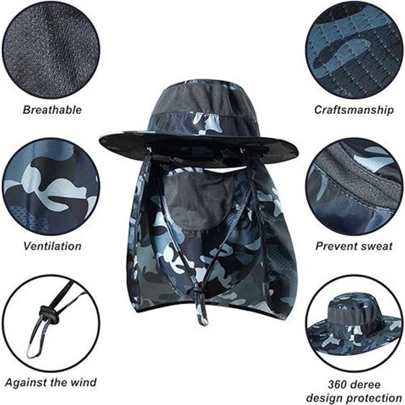 chapéu para atividades ao ar livre koolsloy fps50 camuflagem azul a-mbi