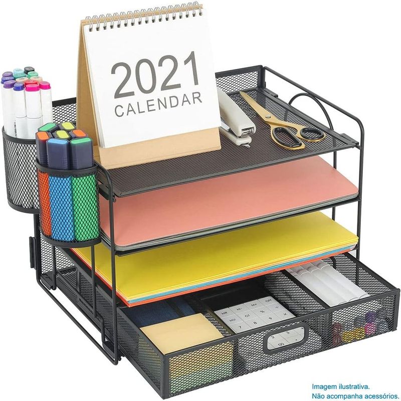 organizador de mesa marbrasse com 4 andares preto a-mbi