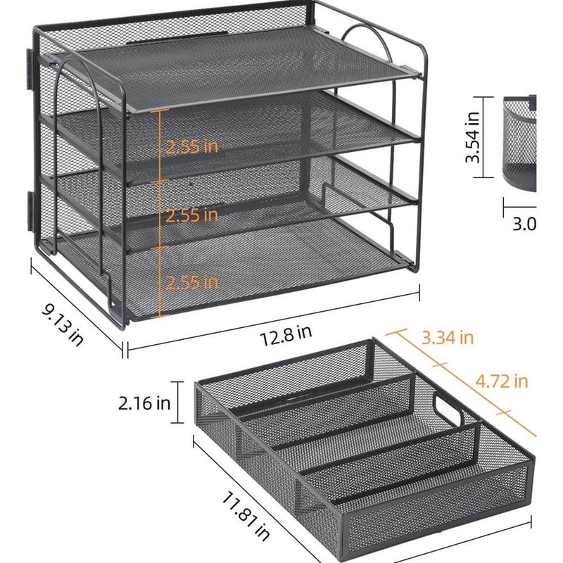 organizador de mesa marbrasse com 4 andares preto a-mbi