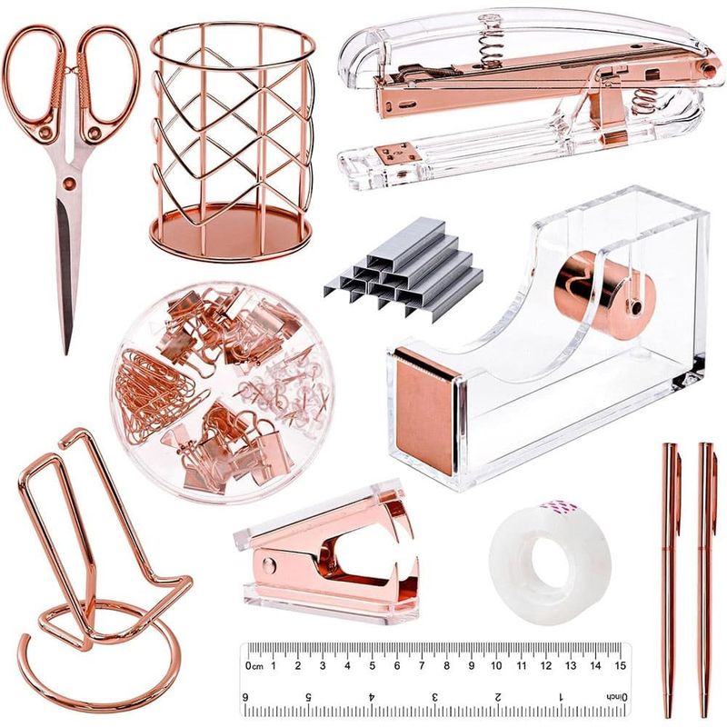 conjunto de suprimentos eoout para mesa de escritório rose a-mbi