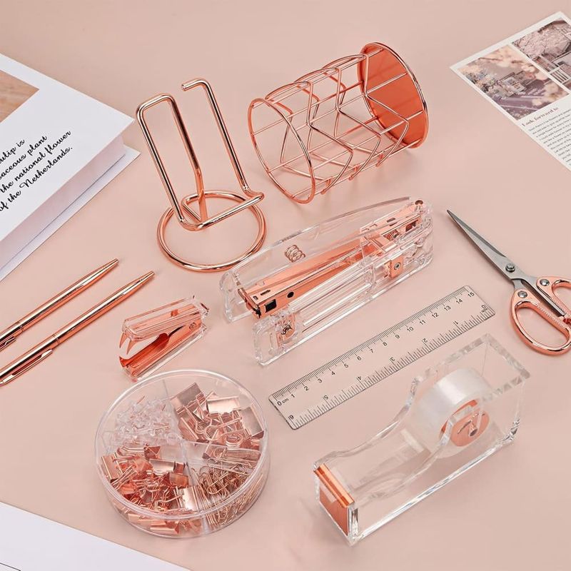 conjunto de suprimentos eoout para mesa de escritório rose a-mbi