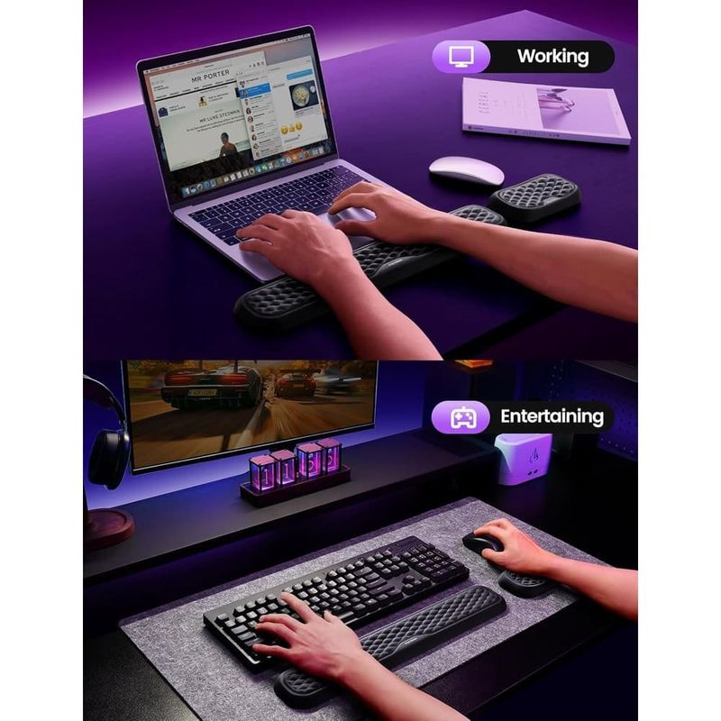 apoio de pulso para teclado vaydeer com descanso de palma preto a-mbi