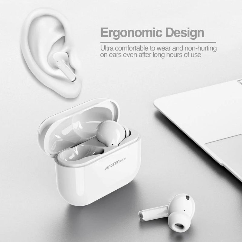 fone de ouvido bluetooth argom tws skeipod cancelamento de ruído branco e72 (mp)