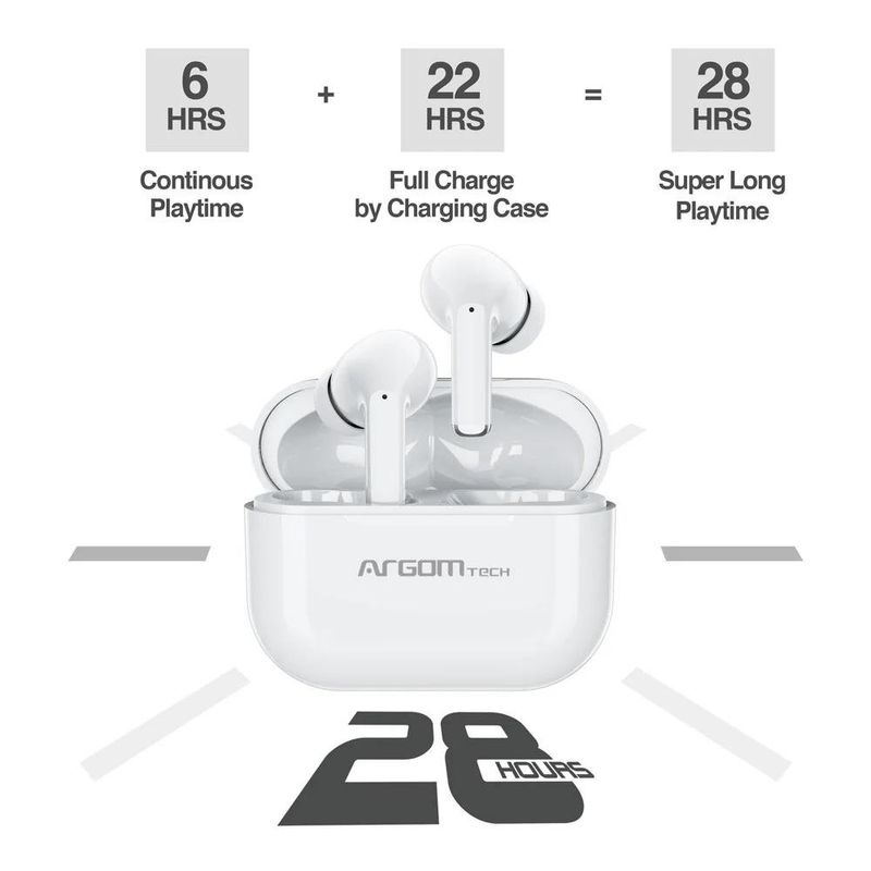 fone de ouvido bluetooth argom tws skeipod cancelamento de ruído branco e72 (mp)