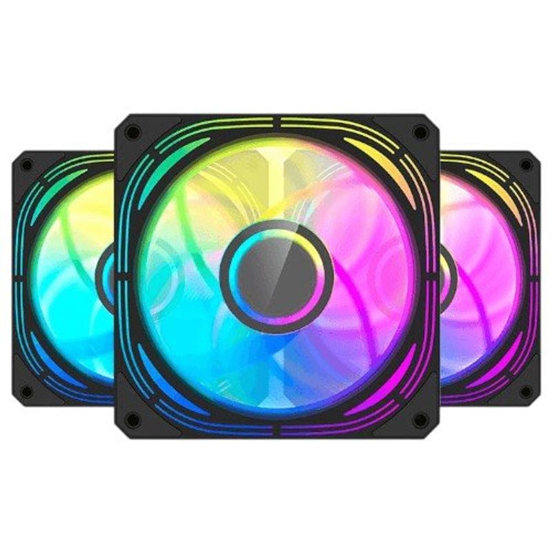 kit 3 cooler fan darkflash para gabinete 120mm led argb inf24t preto (mp)