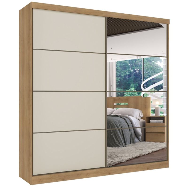 roupeiro 2 portas com 6 gavetas thb málaga full glass capuccino com off white 5876