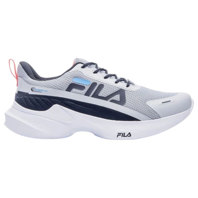 tênis masculino n° 37 fila progress lite prata preto e azul (mp)