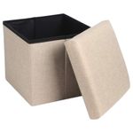 puff baú top rio mdf linho dobrável 30x30x29cm trc1092 (mp)