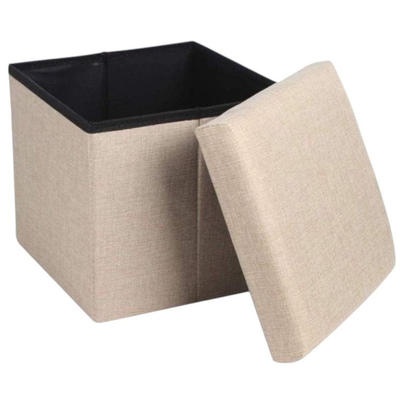 puff baú top rio mdf linho dobrável 30x30x29cm trc1092 (mp)