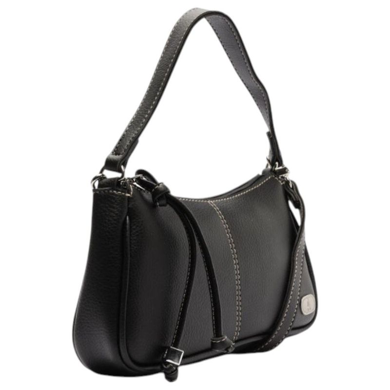 bolsa anacapri tiracolo costura ornamental preta 24x12x5 cm (mp)