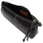 bolsa anacapri tiracolo costura ornamental preta 24x12x5 cm (mp)