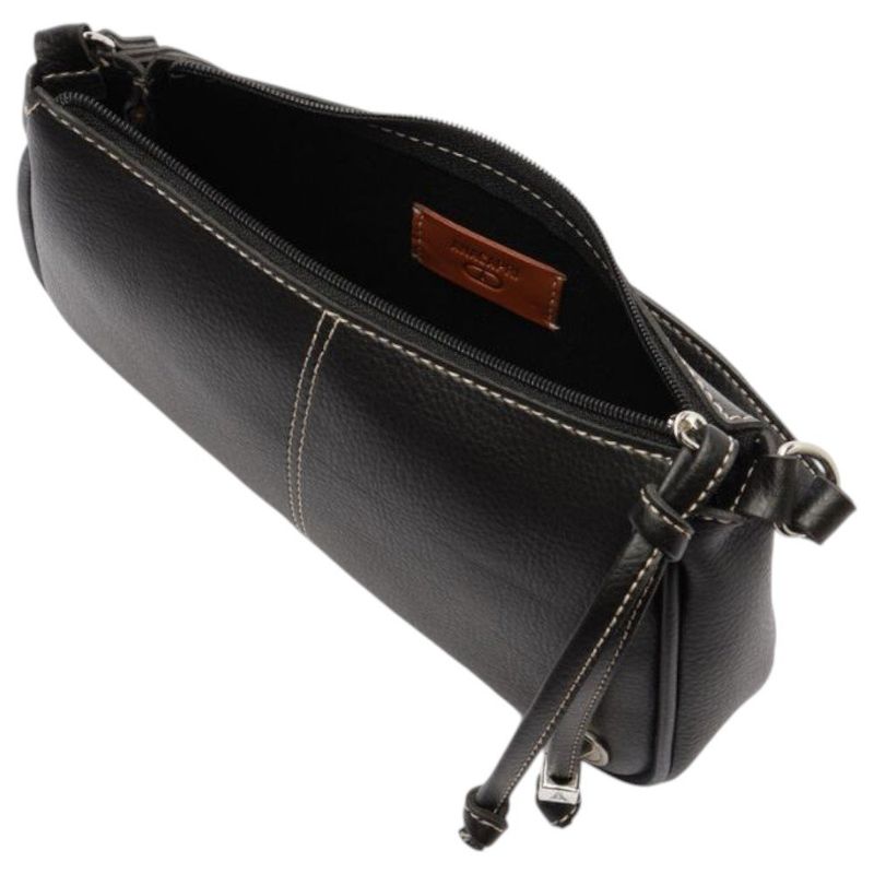 bolsa anacapri tiracolo costura ornamental preta 24x12x5 cm (mp)